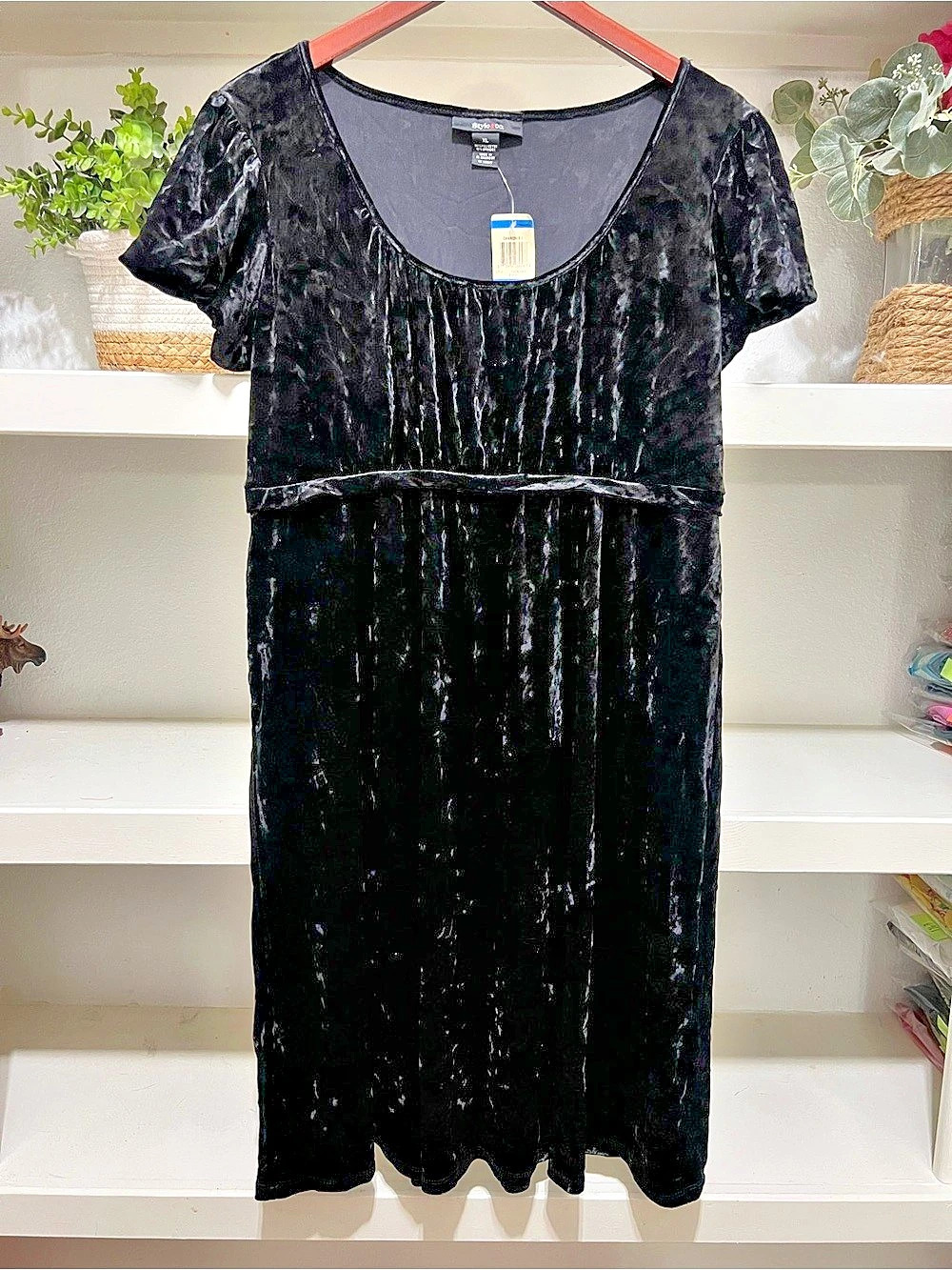 Style & Co Chamonix Black Velvet Maxi Dress Size XL NWT